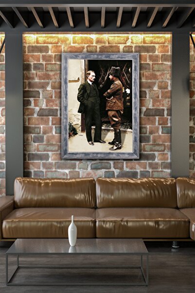 Tekin Ozalit Füme Çerçeveli Ismet Inönü Ve Atatürk Portresi