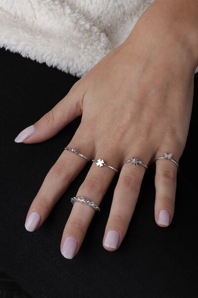 Sortie Aksesuar Kutup Yıldızı, Kelebek Ve Yonca Figürlü Kombin Yüzük Seti 011