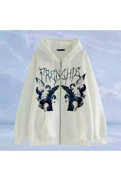 Köstebek Λευκό Frenchie Angel (unisex) Hoodie