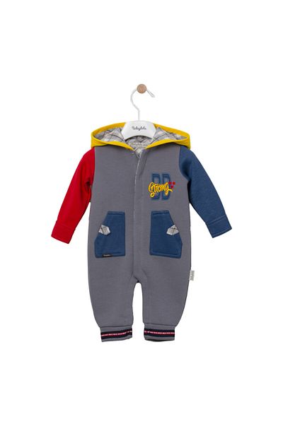 Babydola Baby Boy Thick Jumpsuit with Hood and Pockets