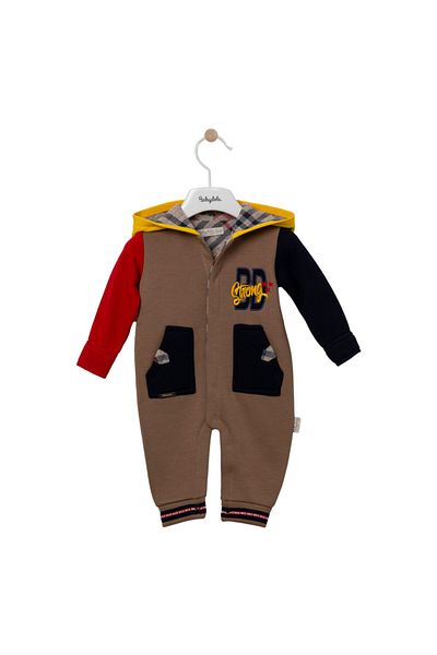 Babydola Baby Boy Thick Jumpsuit with Hood and Pockets