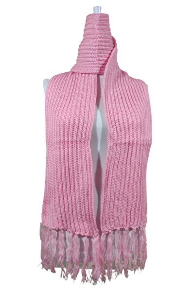 PAKER GİYİM Eșarfă tricotată Sizilien cu ciucuri roz pentru femei Pkr109402