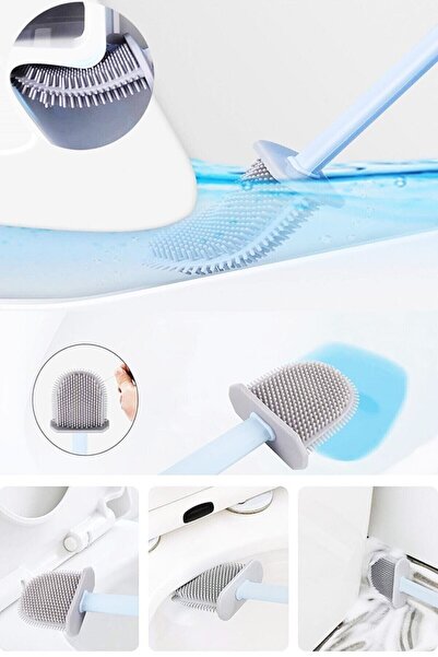 Tilbe Home Silikon Tuvalet Fırçası Seti Banyo Klozet Fırçası Bükülebilir Wc Fırçası Çok Renkli Toilet Brush Set