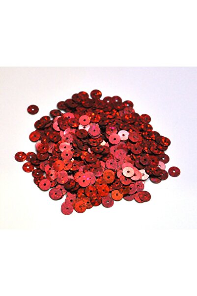 Bi hızlı Süsleme Pulu 6 Mm ( Ortadan Delikli ) 10 Gram Kırmızı Renk