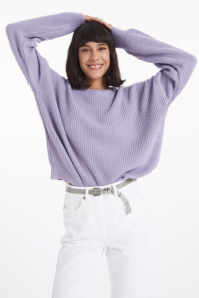 CROSS JEANS Crew Neck Wide Fit Lilac Color Sweater 73311-047