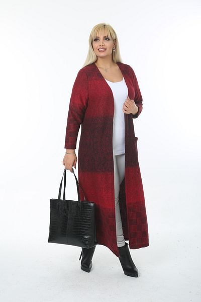 XL Modam Women's Plus Size Red Jacquard Cardigan