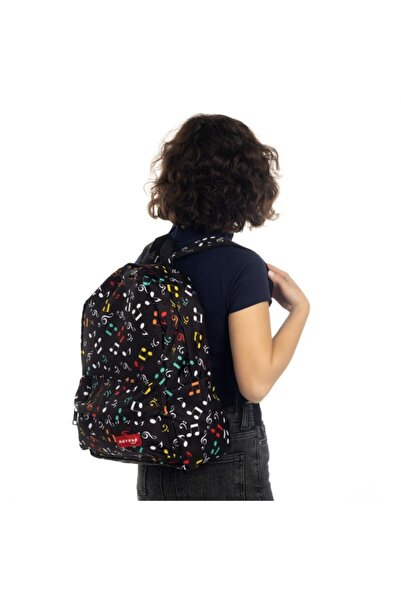 Herşey Nota Σακίδιο πλάτης με πολύχρωμο σχέδιο μουσικών νότων