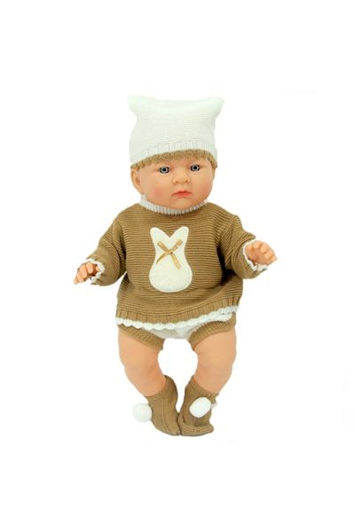 GALTOYS Newborn Baby Azra in Brown Beige Dress