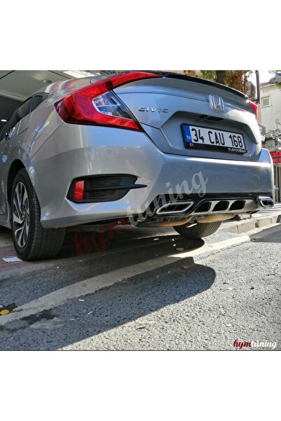 HYM TUNİNG Honda Civic Fc5 Amg Tip Difüzör, Piano Black Boyalı, Parlak Siyah,...