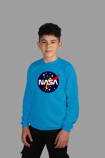 Raf Coll Dječja tirkizna okrugla kragna majica NASA Digitalna štampa kom