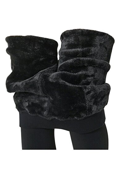 jilly jo Colanți termici negri de damă, iarnă, cu pluș pe interior