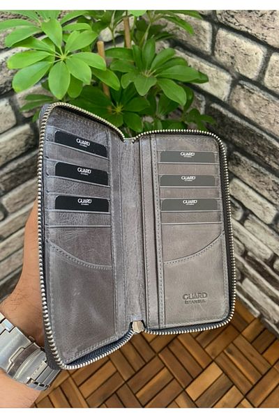 GUARD محفظة رمادية عتيقة بسحاب