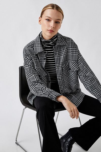 Koton Cămașă neagră cu model pentru femei 2KAK23043EK