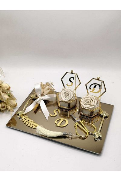 ZEKAAVM 2-Piece Promise Tray Groom's Coffee Engagement Tray