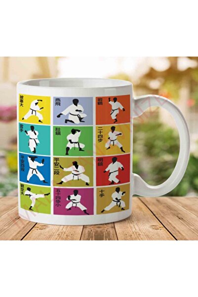 ART HEDİYE كوب مطبوع عليه وجهين من Karate Movements