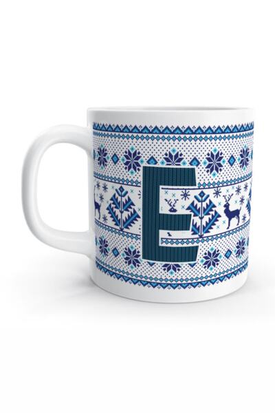 Rock'n Fox Letter E Winter Nostalgia New Year Christmas Knitted Design Letter Mug Cup