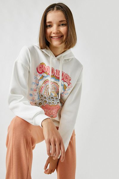 Koton Printed Hooded Sweatshirt
