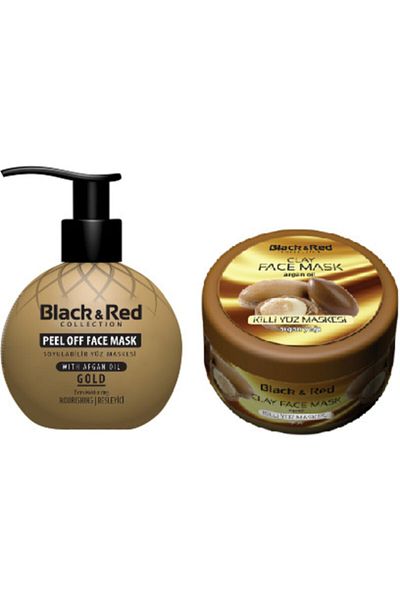 Black Red Peelable Gold Face Mask Against Blackheads 250 Ml and Clay Face Mask (Argan Oil) 400 Gr