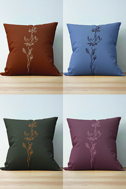Nish & Royal Set of 4 Double Sided Colorful Backdrop Onedraw Floral Drawing D...