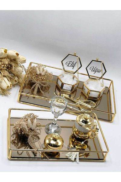 ZEKAAVM 2-Piece Promise Tray Groom's Coffee Engagement Tray