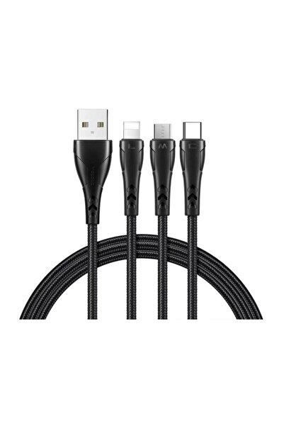 Mcdodo Ca-6960 3in1 Micro-lightning-type-c Şarj Kablosu 3a 1.2m-siyah