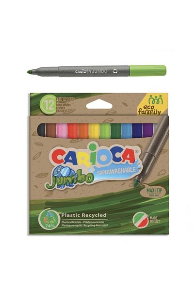 CARIOCA Ecofamily Jumbo Super Washable Felt Tip Crayons Pack of 12
