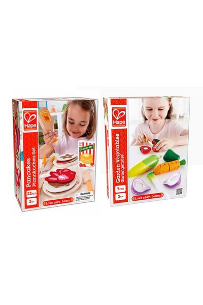 Hape Calimera Toys Wooden Pancake & Vegetable Cutting Set of 2