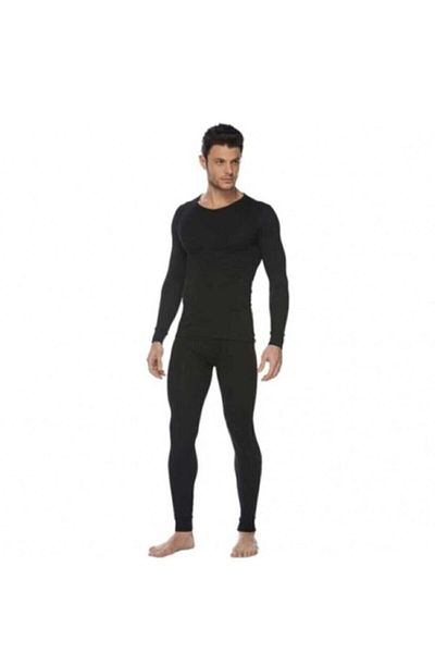 Tutku Undershirt Black Men's Thermal Set - Lower and Upper Set