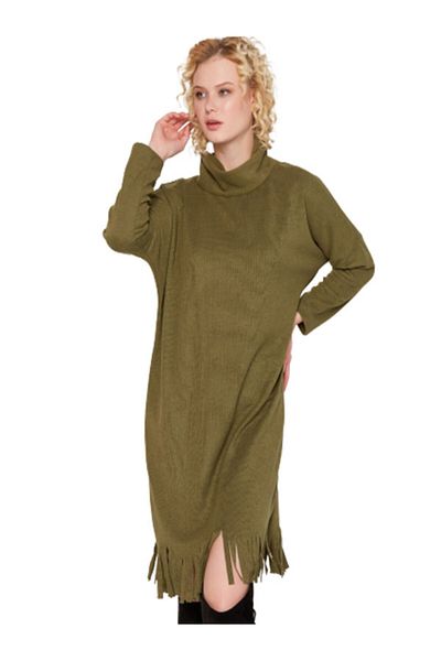 CEBECİ TİCARET Women's Neck Knitwear Tunic Green