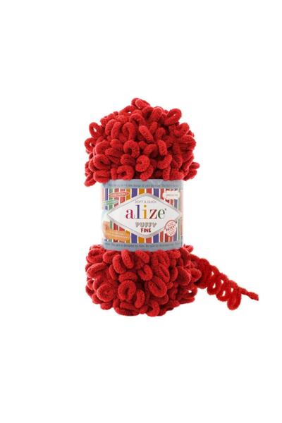 Alize 5 Adet Puffy Fıne El Örgü Ipliği 56 Kırmızı