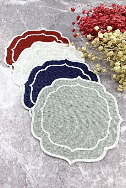 WEARE2 4 culori, alb, cu broderie dublă, șervețele de cocktail din 4 piese