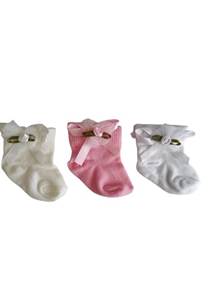 Genel Markalar Kız Bebek Pembe Çorap Üçlü Aksesuarlı Set