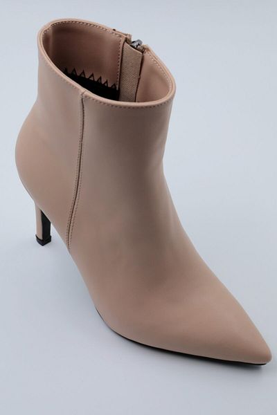 PASSAGE SHOES 5053 Μπεζ χειμερινές γυναικείες μπότες με τακούνι