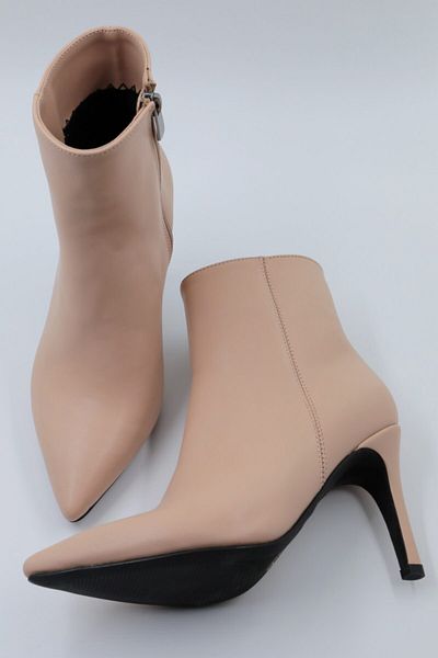 PASSAGE SHOES 5053 Μπεζ χειμερινές γυναικείες μπότες με τακούνι