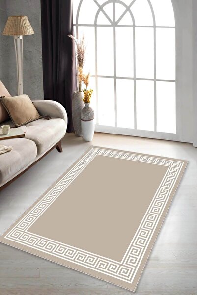 NeluxHome Kaymaz Tabanlı Makinede Yıkanabilir Versace Desen Modern Halı Ar504