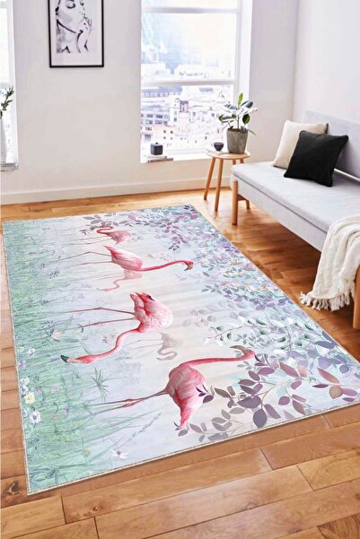RugViva Kaymaz Tabanlı Makinede Yıkanabilir Halı Rv326 Flamingo