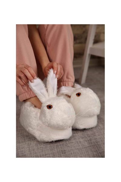 EBBEHOME Papuci de damă cu iepure de pluș Cizme de acasă
