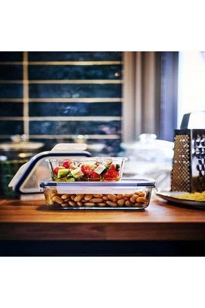 IKEA 600ml Square Glass Storage Container - Plastic Lid