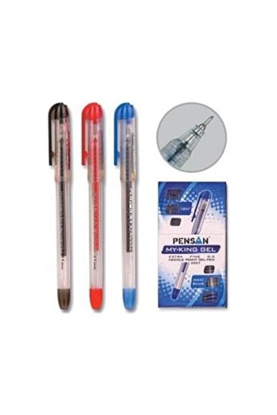 Pensan Tükenmez Kalem My King Jel Metal Klips 0.5 3'lü Siyah-mavi-kırmızı 1 E...