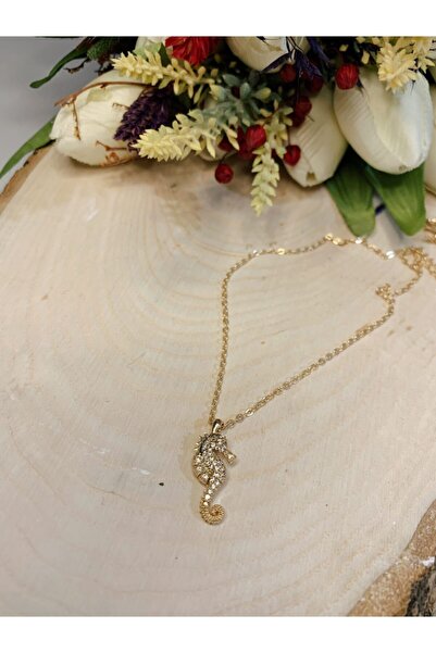 SWORDS CONCEPT Women's Sea Horse Gold Stone Necklace