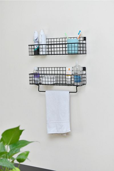 Wess Dizayn Metal Kitchen Bathroom Wall Towel Rack Set of 2 Wd239