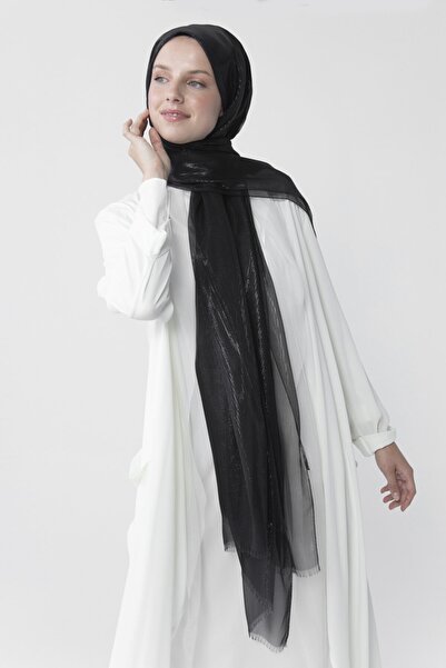 Clasp Saf Ipek Şifon / Simli Siyah