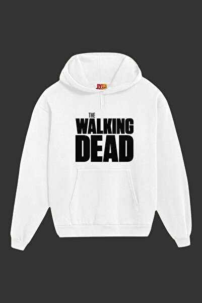 IvırZıvır Hanorac unisex alb cu imprimeu The Walking Dead