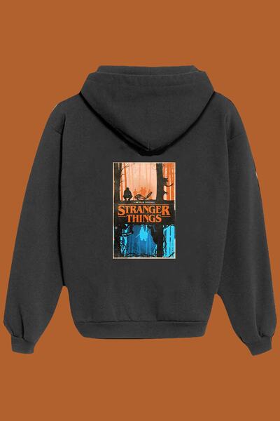 IvırZıvır Μαύρο φούτερ Unisex με στάμπα Stranger Things