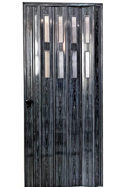 Genel Markalar Akordiyon Kapı En 87 H 215 Karaağaç Pvc Antrasit Camlı Katlanır