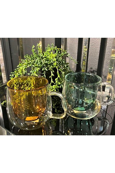Lucky Art Lyhl 006 Classica 200 Ml Double Walled Borasilicate Americano Colored Glass Set