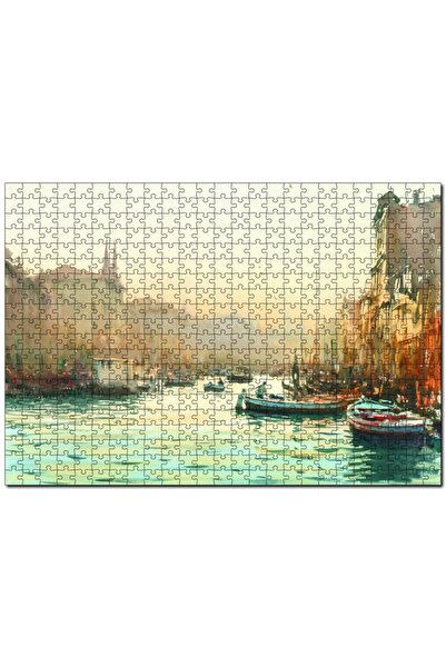 Cakapuzzle أحجية الصور المقطوعة 500 قطعة من Boat City Landscape MDF (خشب)