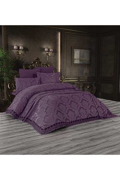 Çeyiz Bahçesi Plum Ivy 3 Piece Double Bedspread