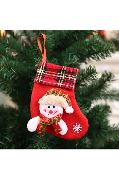 QUEEN AKSESUAR Yeni Yıl Yılbaşı Özel Peluş Kardan Adam Küçük Kese Çorap Hediy...