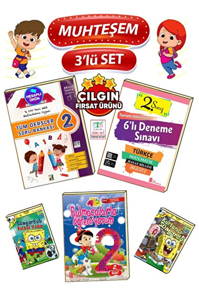 Ata Yayıncılık 2.sınıf Etkinlik Çalışma Seti Renkli Eğitici 2 Kitap Hediye